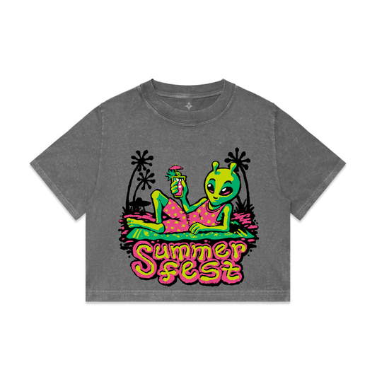 Y2K Summerfest Alien Crop Tee