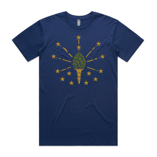 Indy Beer Hop Flag T-Shirt - Cobalt